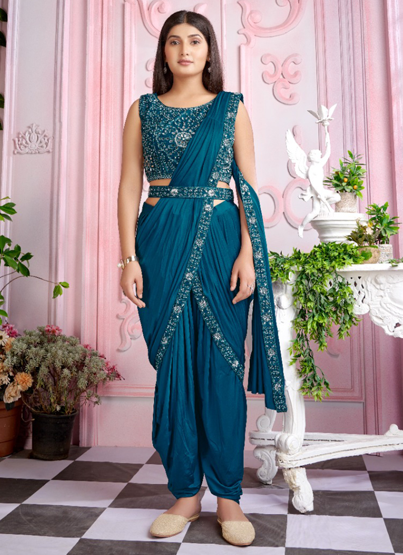 Ready to wear hot sale lycra saree